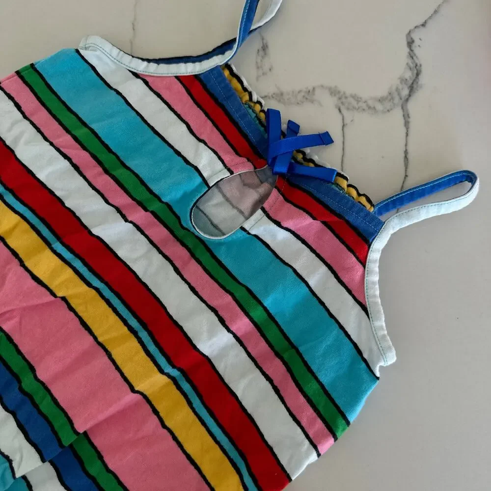 Hanna Andersson Rainbow Stripe Tie Front Tank Size 5